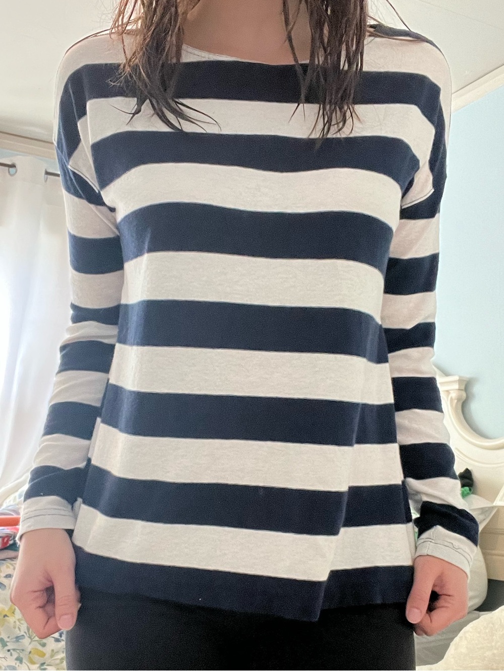 J. Crew Navy and White Striped Sweater